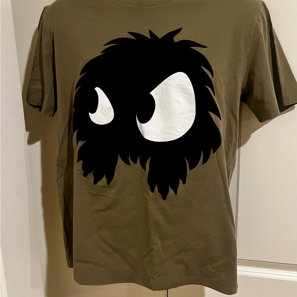 Alexander McQueen Olive Green Tee with Black & White Graphic